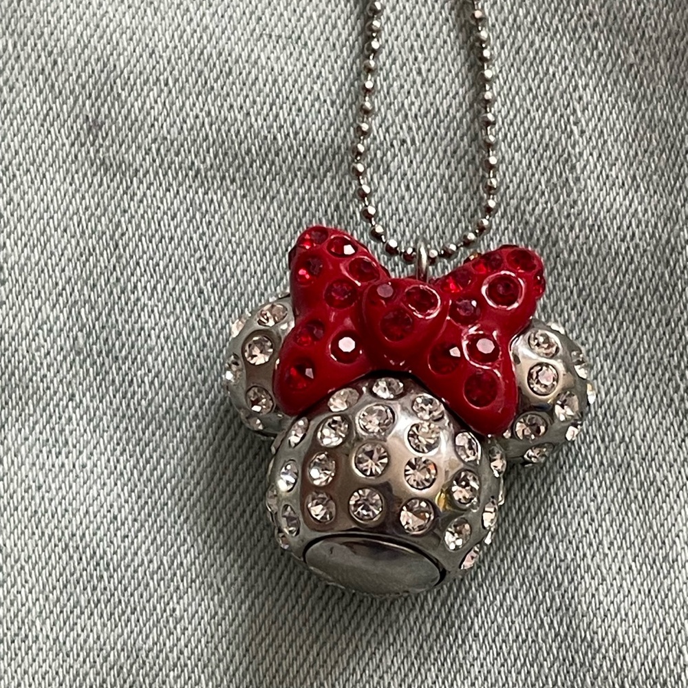 Disney Silver and Red Minnie Mouse Necklace